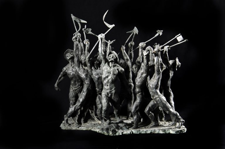Els agermanats (1991), escultura en bronze de Jaume Mir
