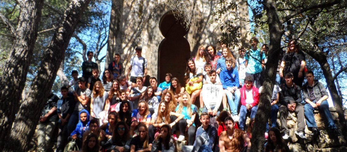 Amb els alumnes de 3r i 4t d'ESO en el mirador de la Capella del Puig del Verger.